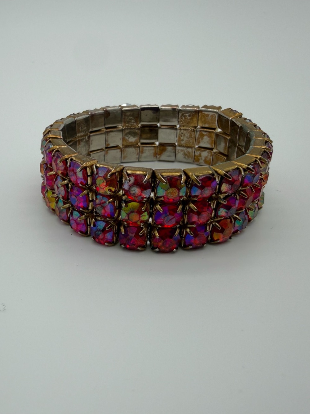 Vintage Aurora Borealis Crystal Stretch Bracelet - Picture 2 of 3